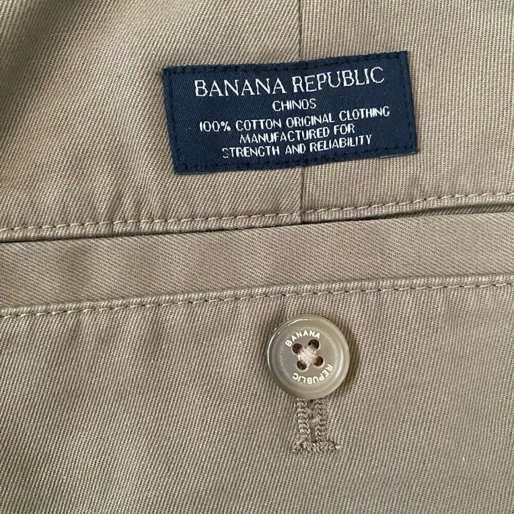 Banana republic men L/34 waist 100% cotton Aiden slim chino tan